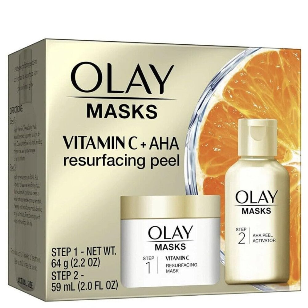 Olay MASKS Vitamin C + AHA resurfacing peel, Exfoliator Kit (Discontinued) NIB